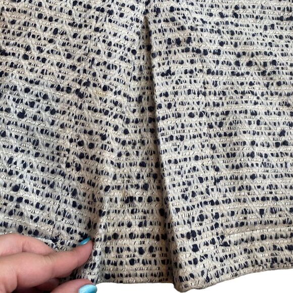 Tory Burch Size‎ 4 Wool Tweed Pencil Skirt Beige Black Preppy Old Money Natural - Picture 4 of 8